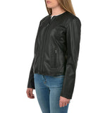 AX ARMANI D Blouson jacket giubbotto in ecopelle collo alla coreana nero