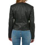 AX ARMANI D Blouson jacket giubbotto in ecopelle collo alla coreana nero