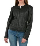 AX ARMANI D Blouson jacket giubbotto in ecopelle collo alla coreana nero