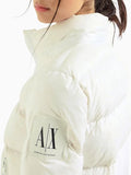 AX ARMANI D Piumino puffer con polsini e logo bianco