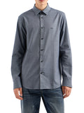 AX ARMANI U Camicia microfantasia con piccolo logo BLU/GRIGIO