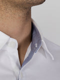 AX ARMANI U Camicia con colletto interno a righe B.CO/BLU