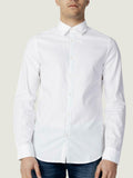 AX ARMANI U Camicia con colletto interno a righe B.CO/BLU