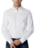 AX ARMANI U Camicia con colletto interno a righe B.CO/BLU