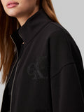 Felpa zip satin applique con logo