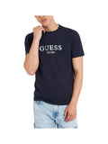 GUESS A U PRE T-shirt basic logo iridescent blu