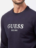 GUESS A U PRE T-shirt manica lunga iridescent logo blu