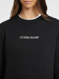 GUESS J D COL Felpa girocollo regular logo embro nero