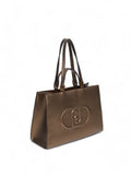 LIU JO ACC1 Borsa squadrata con logo in tinta BRONZO