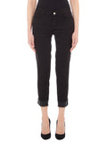 LIU JO JEANS Pantaloni con strass sul risvolto nero