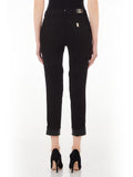 LIU JO JEANS Pantaloni con strass sul risvolto nero