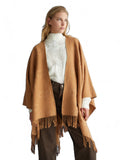 LIU JO SOFT ACC1 Poncho logato con frange cammello