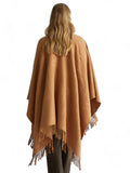 LIU JO SOFT ACC1 Poncho logato con frange cammello