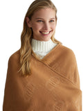 LIU JO SOFT ACC1 Poncho logato con frange cammello