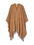 LIU JO SOFT ACC1 Poncho logato con frange cammello