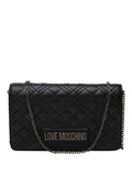 LOVE MOSCHINO COL Tracollina trapuntata logo NERO/ARG.TO