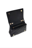 LOVE MOSCHINO COL Borsa quilt con catena e stampa bianca NERO/B.CO