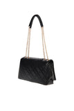 LOVE MOSCHINO COL Borsa quilt con catena e stampa bianca NERO/B.CO