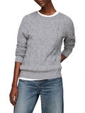 TOMMY H D COL Maglioncino girocollo a trecce soft wool grigio