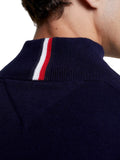 TOMMY H U COL Cardigan zip con dettaglio bandiera blu