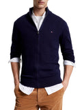 TOMMY H U COL Cardigan zip con dettaglio bandiera blu