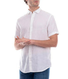 AX ARMANI U Camicia di lino mezza manica bianco