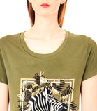 LIU JO JEANS T-shirt girocollo con stampa verde oliva