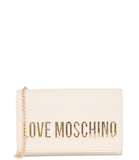 LOVE MOSCHINO PRE Tracolla liscia con patta e logo lettering oro avorio