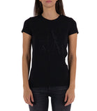 AX ARMANI D T-shirt con maxi logo glitter nero