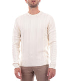 GUESS J U COL Pullover cable girocollo bianco