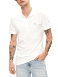 CK J U COL Polo slim embro badge logo bianco