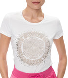 GUESS J D PRE T-shirt round camelia bianco