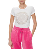 GUESS J D PRE T-shirt round camelia bianco